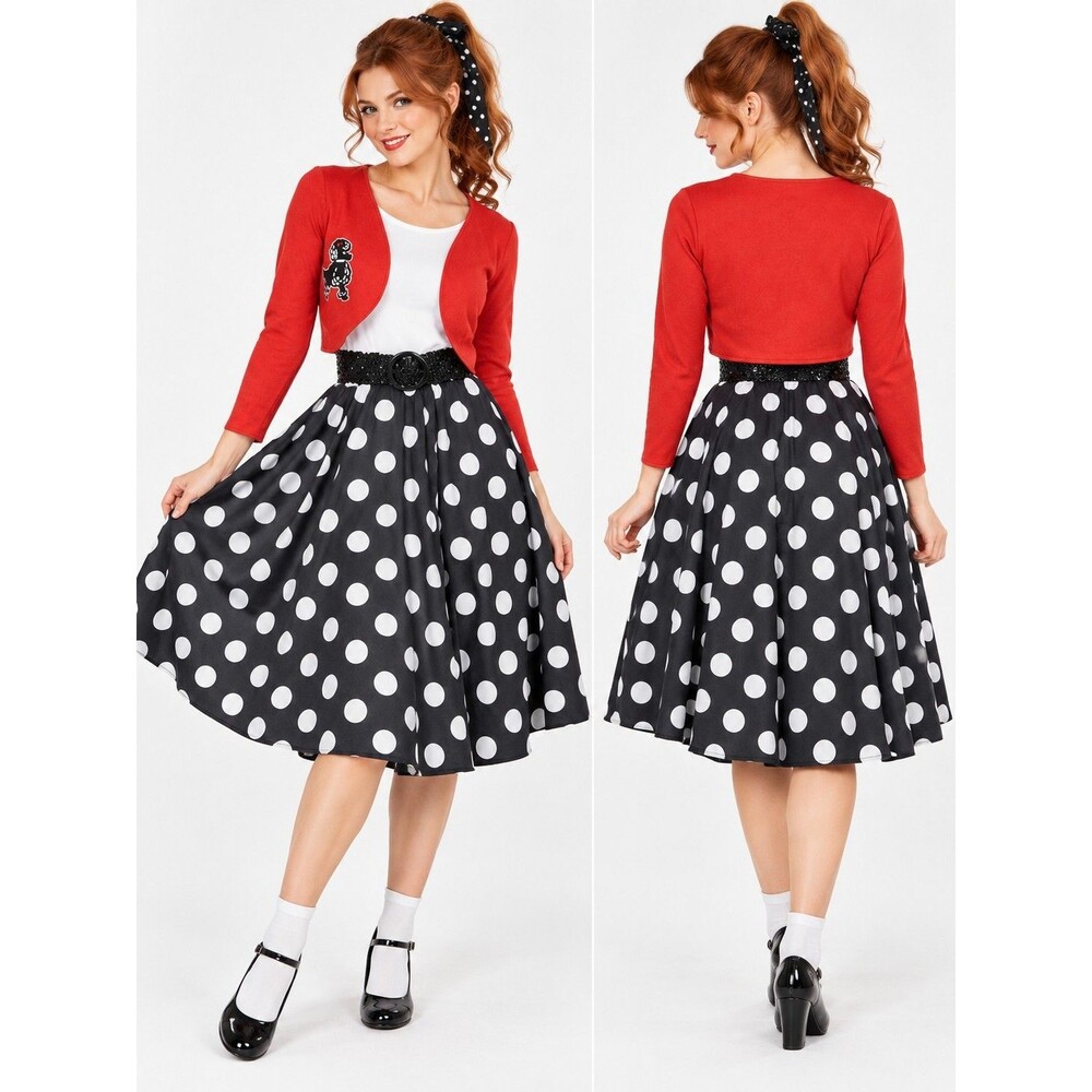 50s Poodle Skirt Costume Dress Women’s One Size Polka Dot Rockabilly Rubie’s